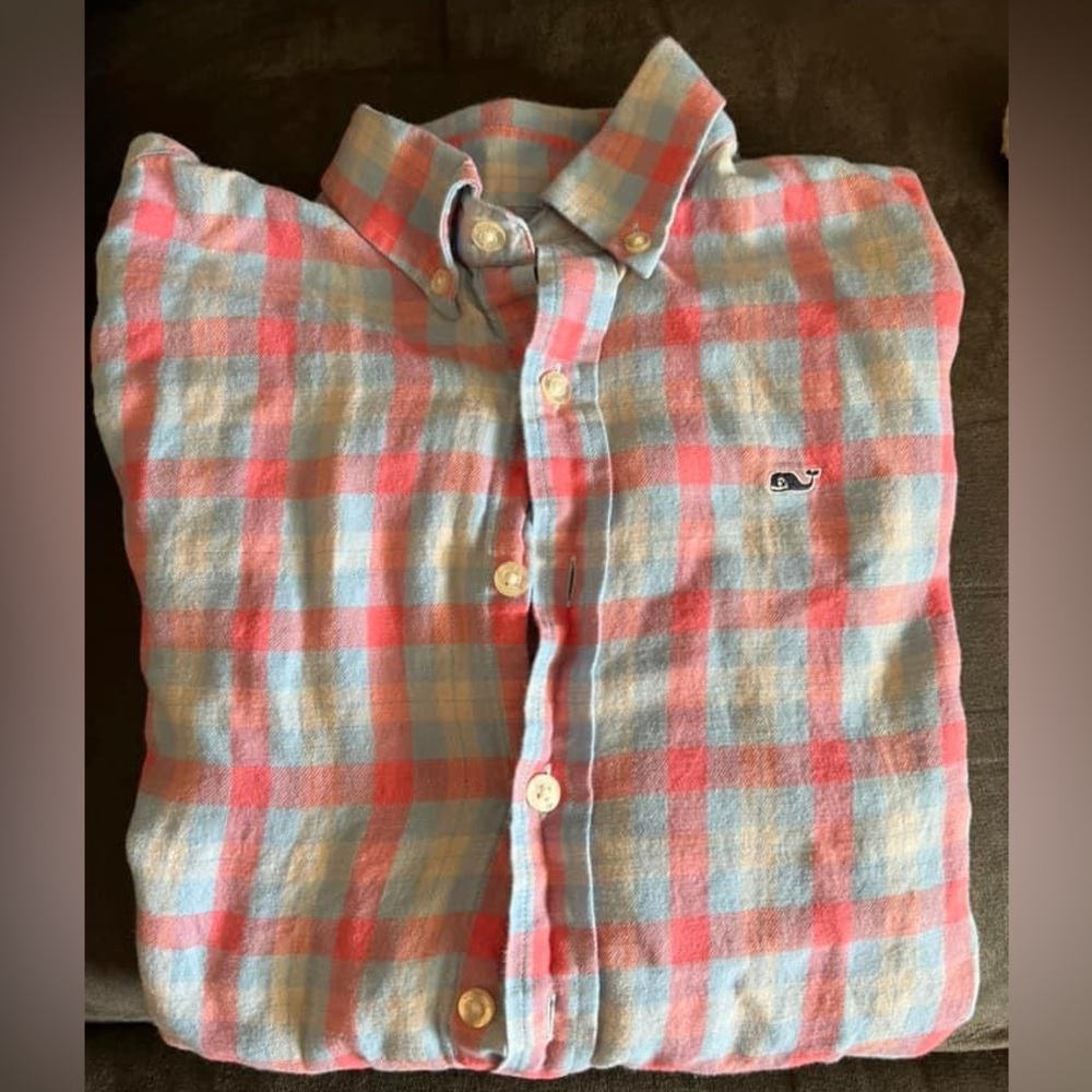 Size 16; long sleeve button up Whale shirt from Vineyard Vines
